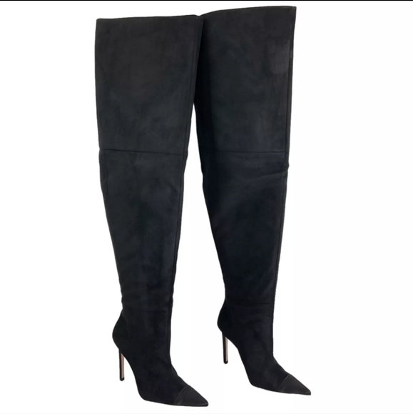 GOOD American Thigh High Slouch Faux Suede  boots in black (Various Sizes) - Picture 1 of 10